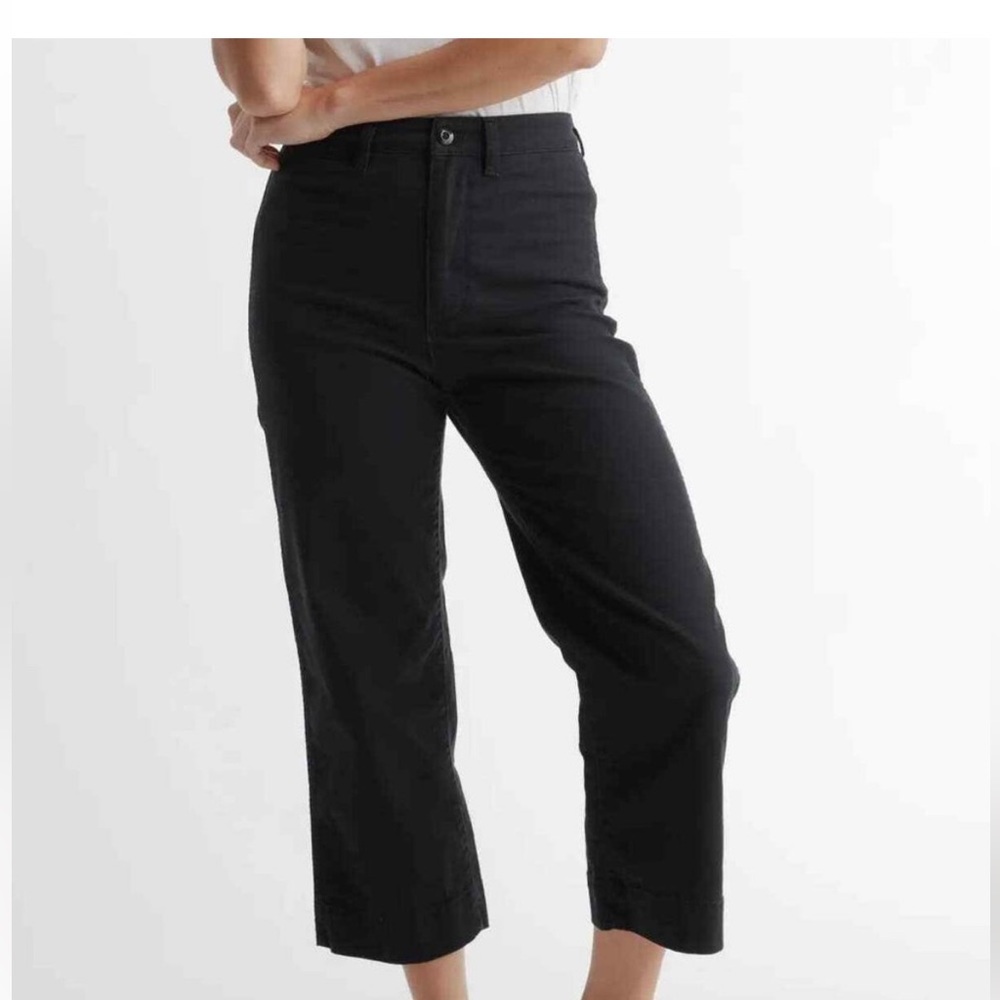 Quince Stretch Cotton Twill Wide-Leg Crop Pant Black Size 28